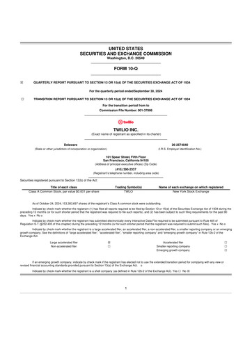 Miniature Twilio 10-Q Rapport trimestriel 2024 