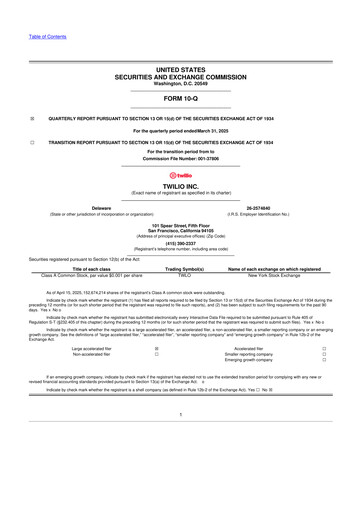 Miniature Twilio 10-Q Rapport trimestriel 2025 