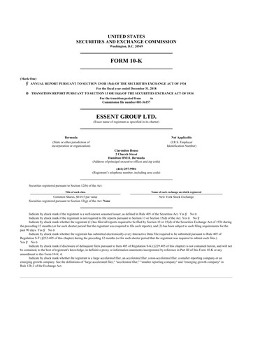 Thumbnail Essent Group 10-K Annual Report 2018