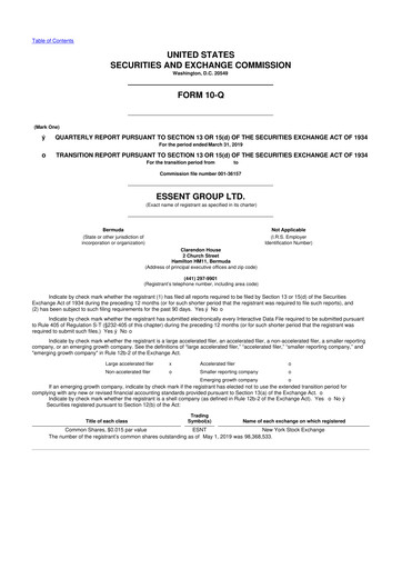 Thumbnail Essent Group 10-Q Quarterly Report FY2019 