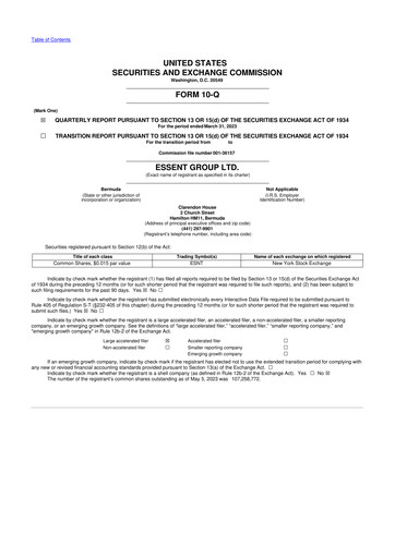 Thumbnail Essent Group 10-Q Quarterly Report FY2023 