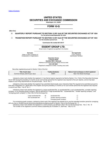 Thumbnail Essent Group 10-Q Quarterly Report FY2024 