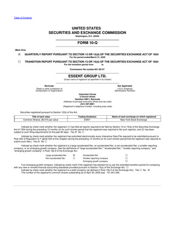 Thumbnail Essent Group 10-Q Quarterly Report FY2025 