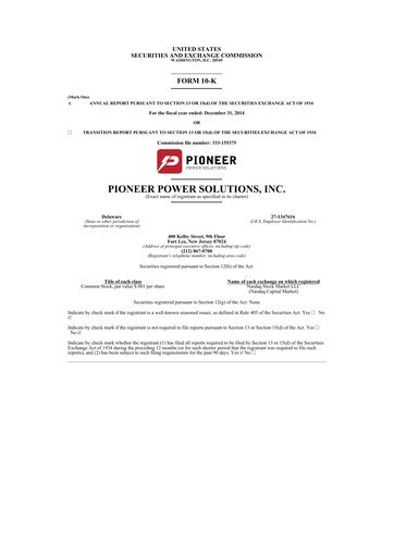 Thumbnail Pioneer Power Solutions 10-K Annual Report 2014