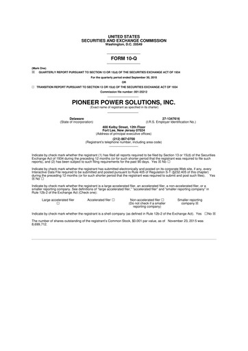 Thumbnail Pioneer Power Solutions 10-Q Quarterly Report FY2015 