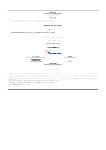 Thumbnail Transocean 10-Q Quarterly Report FY 