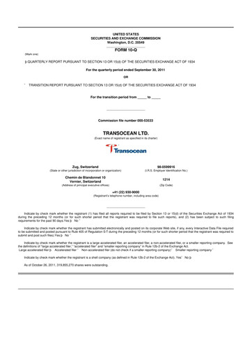 Thumbnail Transocean 10-Q Quarterly Report FY 