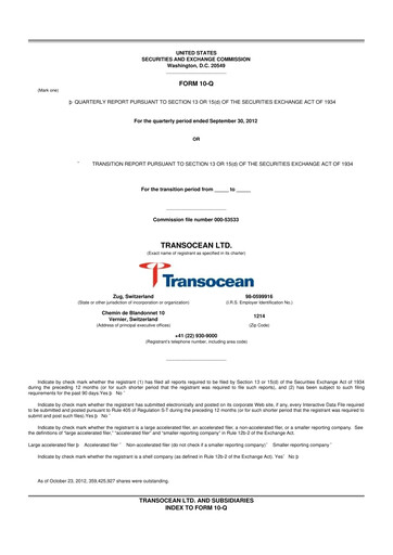 Thumbnail Transocean 10-Q Quarterly Report FY 