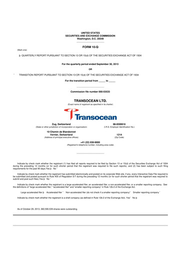 Thumbnail Transocean 10-Q Quarterly Report FY 