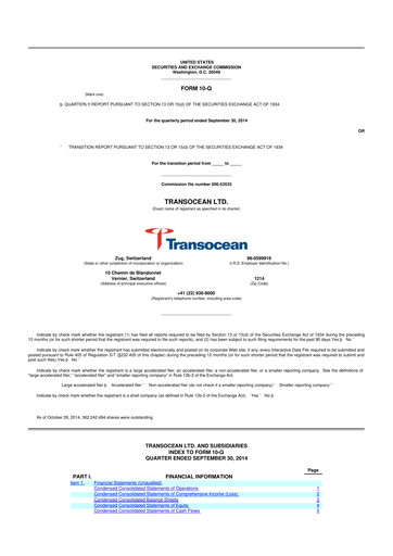 Thumbnail Transocean 10-Q Quarterly Report FY 