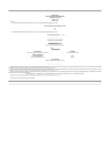 Thumbnail Transocean 10-Q Quarterly Report FY 
