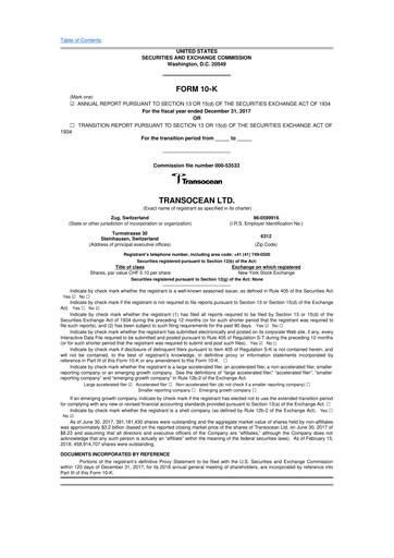 Miniature Transocean 10-K Rapport annuel 