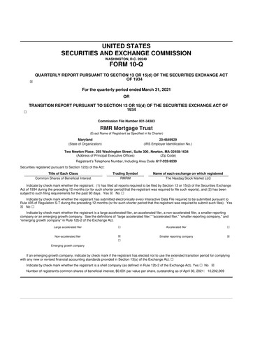 Miniature Seven Hills Realty Trust 10-Q Rapport trimestriel 2021 