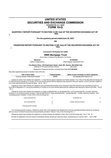 Miniature Seven Hills Realty Trust 10-Q Rapport trimestriel 2021 