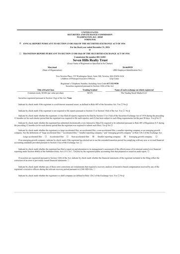 Miniature Seven Hills Realty Trust 10-K Rapport annuel 2024