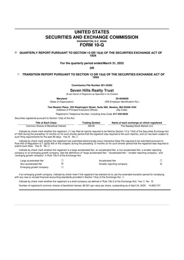 Miniature Seven Hills Realty Trust 10-Q Rapport trimestriel 2025 