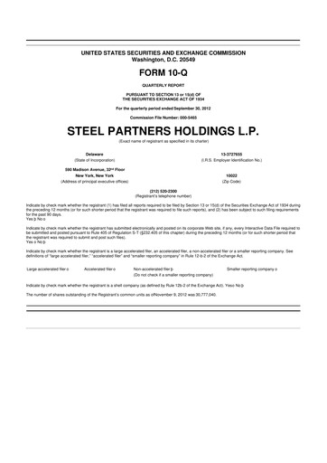 Thumbnail Steel Partners 10-Q Quarterly Report FY 