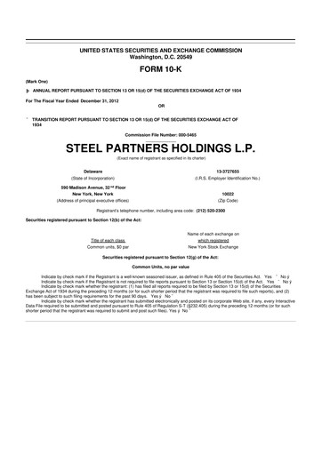 Thumbnail Steel Partners 10-K Annual Report 2012