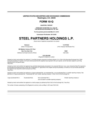 Thumbnail Steel Partners 10-Q Quarterly Report FY2015 
