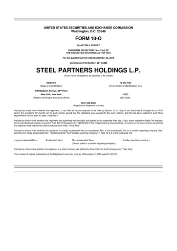 Thumbnail Steel Partners 10-Q Quarterly Report FY2016 