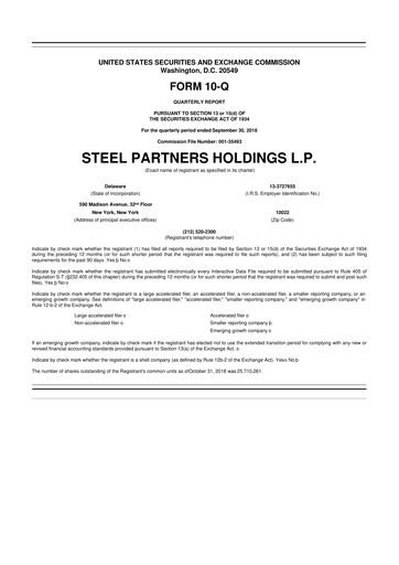 Thumbnail Steel Partners 10-Q Quarterly Report FY2018 