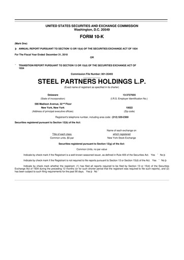 Thumbnail Steel Partners 10-K Annual Report 2018