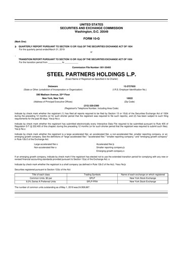 Thumbnail Steel Partners 10-Q Quarterly Report FY2019 