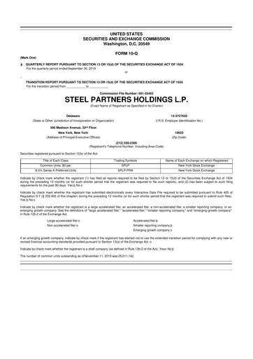 Thumbnail Steel Partners 10-Q Quarterly Report FY2019 