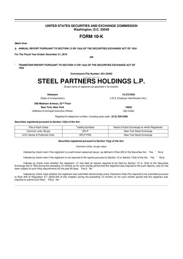 Thumbnail Steel Partners 10-K Annual Report 2019