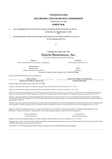 Thumbnail Cartesian Therapeutics 10-K Annual Report 2016