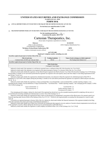Thumbnail Cartesian Therapeutics 10-K Annual Report 2023