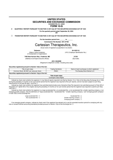Vorschaubild Cartesian Therapeutics 10-Q Quartalsbericht 2024 