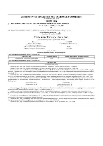 Thumbnail Cartesian Therapeutics 10-K Annual Report 2024