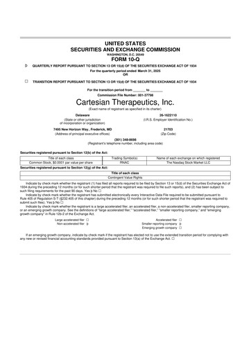 Vorschaubild Cartesian Therapeutics 10-Q Quartalsbericht 2025 