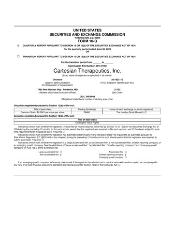 Vorschaubild Cartesian Therapeutics 10-Q Quartalsbericht 2025 