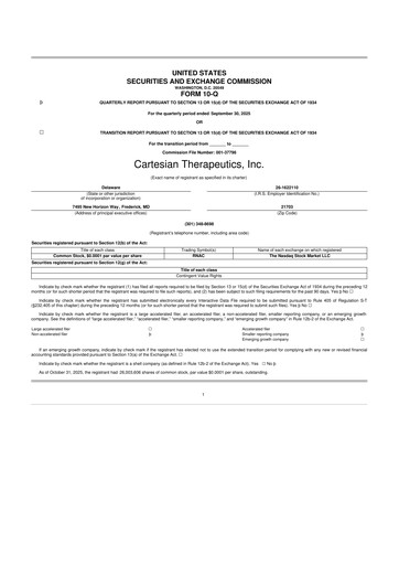 Vorschaubild Cartesian Therapeutics 10-Q Quartalsbericht 2025 