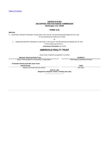 Thumbnail Americold 10-Q Quarterly Report FY2020 