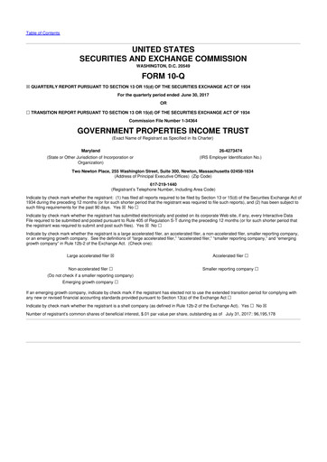 Vorschaubild Office Properties Income Trust 10-Q Quartalsbericht 2017 