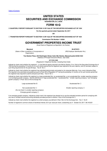 Vorschaubild Office Properties Income Trust 10-Q Quartalsbericht 2017 