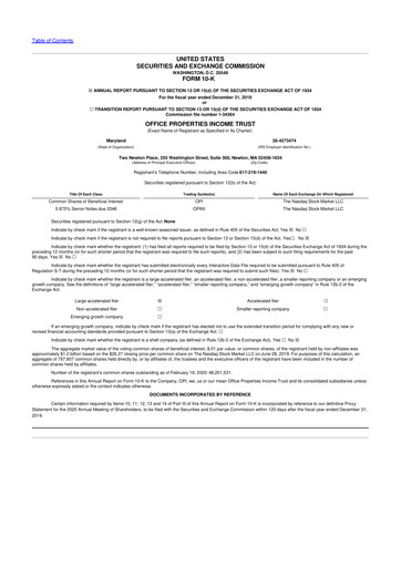 Thumbnail Office Properties Income Trust 10-K Annual Report 2019