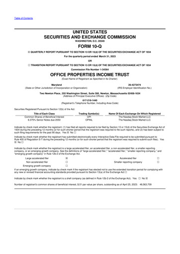 Vorschaubild Office Properties Income Trust 10-Q Quartalsbericht 2023 