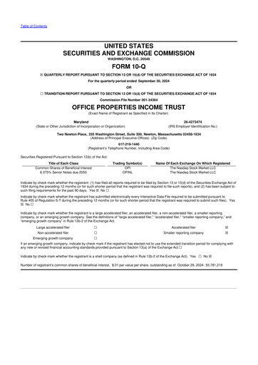 Vorschaubild Office Properties Income Trust 10-Q Quartalsbericht 2024 