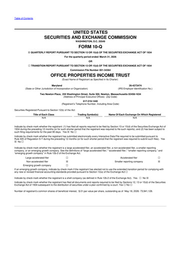 Vorschaubild Office Properties Income Trust 10-Q Quartalsbericht 2026 