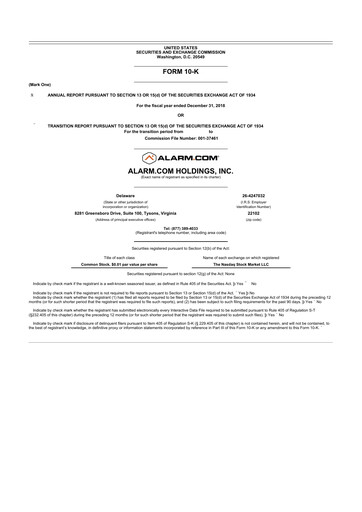 Thumbnail Alarm.com
 10-K Annual Report 2018