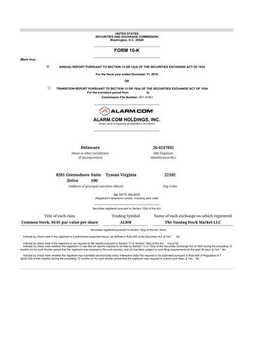Thumbnail Alarm.com
 10-K Annual Report 2019