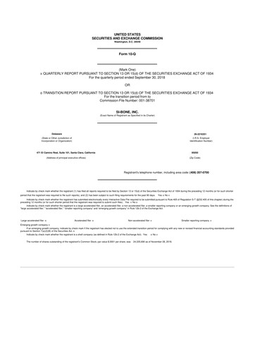 Miniature SI-BONE 10-Q Rapport trimestriel 2018 