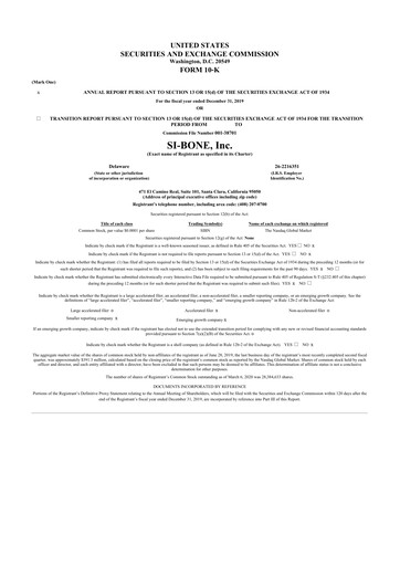 Thumbnail SI-BONE 10-K Annual Report 2019