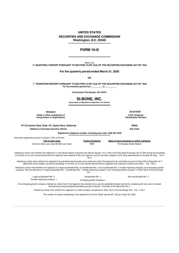 Miniature SI-BONE 10-Q Rapport trimestriel 2020 