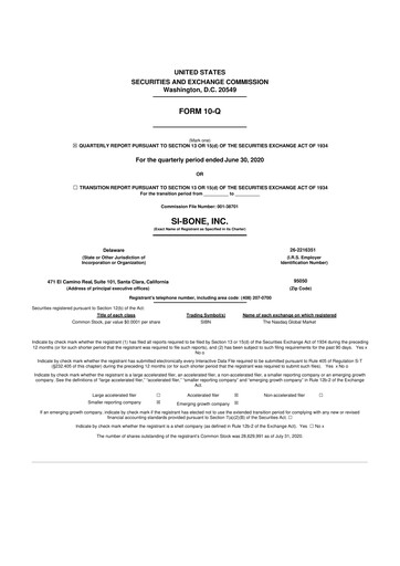 Miniature SI-BONE 10-Q Rapport trimestriel 2020 