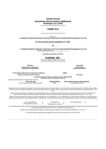 Miniature SI-BONE 10-Q Rapport trimestriel 2021 